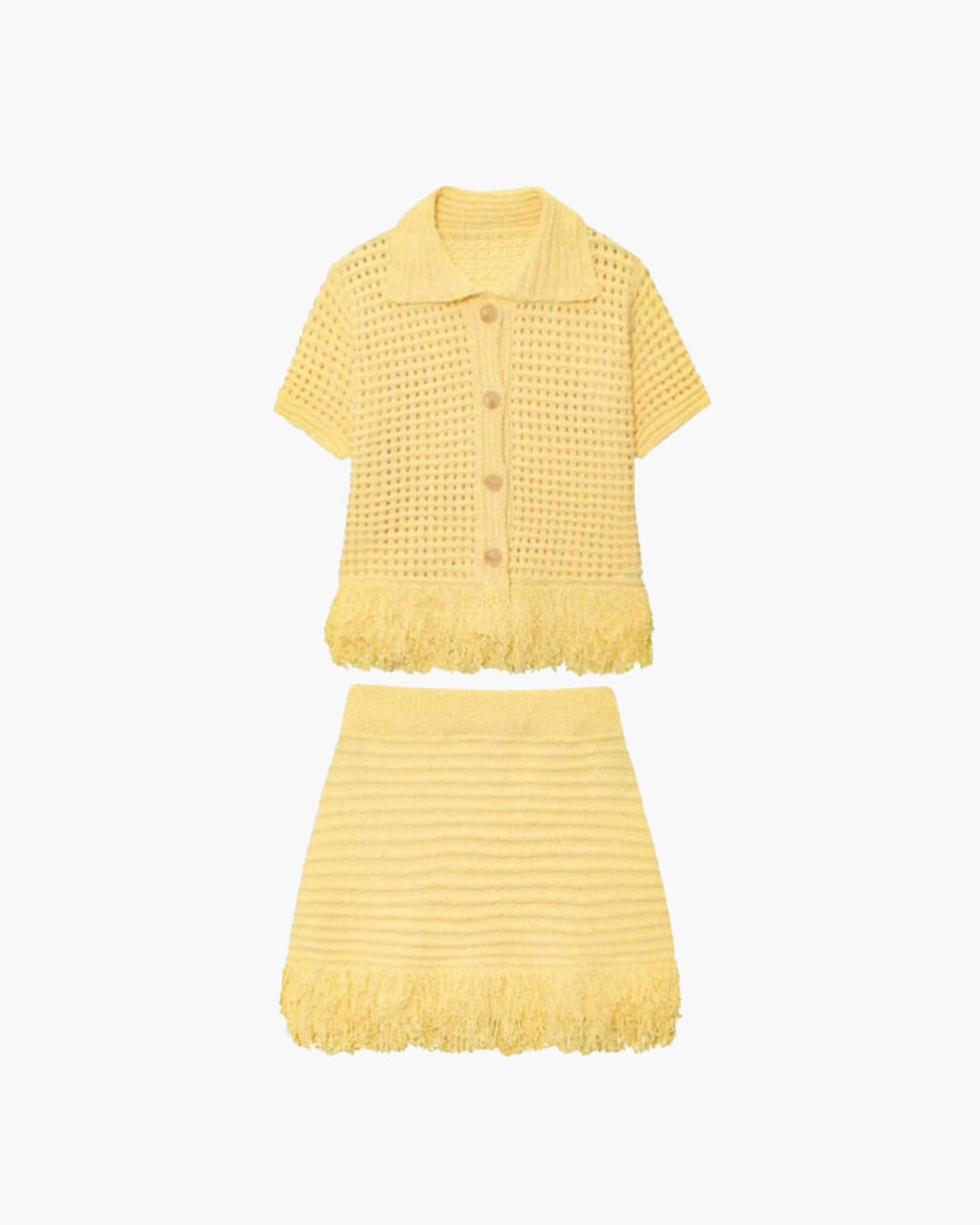 SOERA Beatrice Knitted Tassel Skirt Set - Matching Sets -  Set Yellow