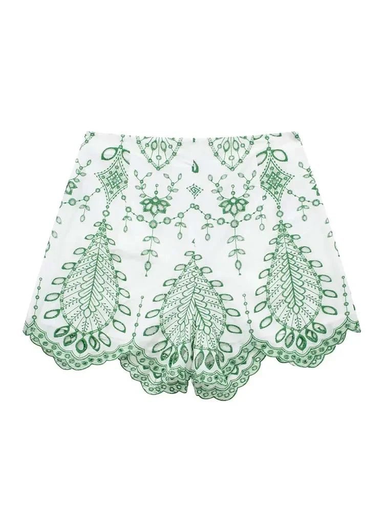 SOERA Beatrice Needlework Shorts Set - Matching Sets - SOERA-420611-GRE-XS-24643 XS