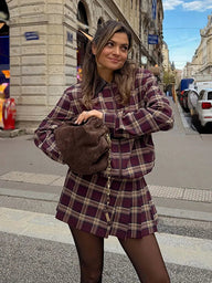 Set Jacheta Bomber Jessica cu Model Carouri & Fustă-Pantalon Skort