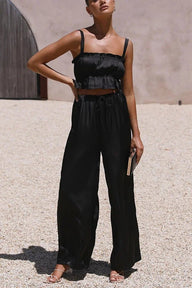 Set Julianne: Top cu volane și pantaloni cu talie elastică