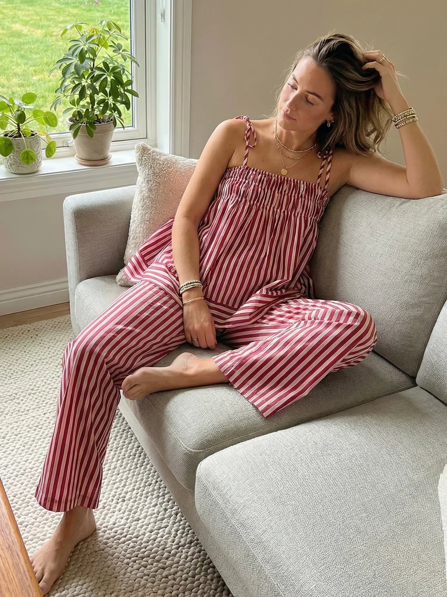 SOERA Jasmin Striped Pajama Set - Pajama Set - SOERA-862019-L-OS-55203 L