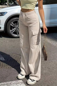 Pantaloni cargo drepți cu buzunare Bianca