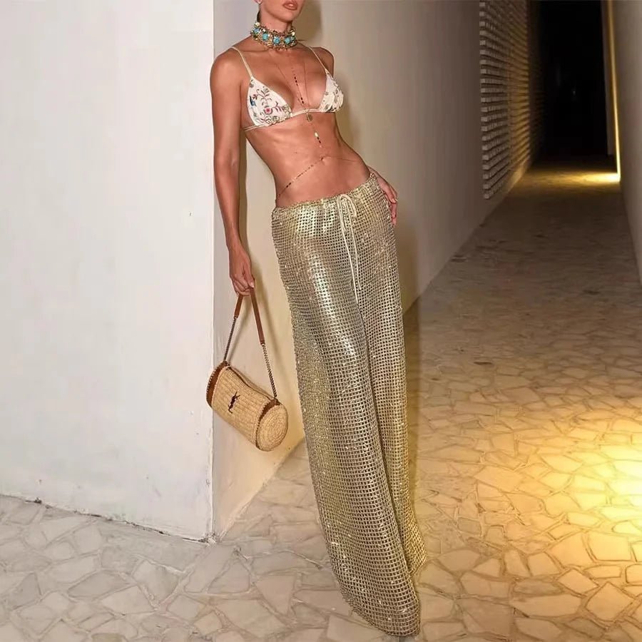 Margot Gold Široke Hlače s Vrpcama