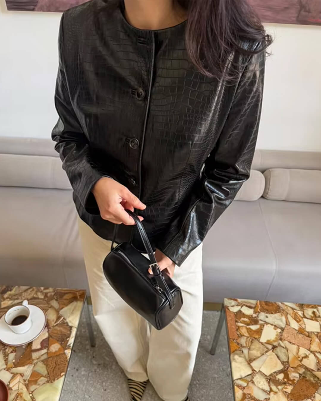 Veste Sandra en simili cuir embossé croco