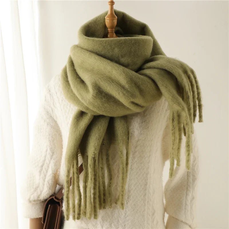 SOERA Tanya Tasseled Winter Scarf - Scarf - 1005009466241802-;LY1764703454508751606 Black