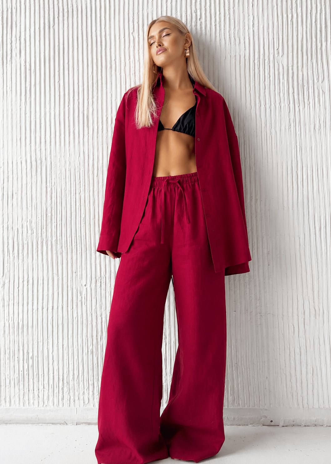 Bianca Relaxed Cotton Shirt & Wide-Leg Pants Set