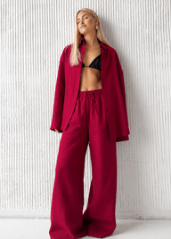 Bianca Relaxed Cotton Shirt & Wide-Leg Pants Set