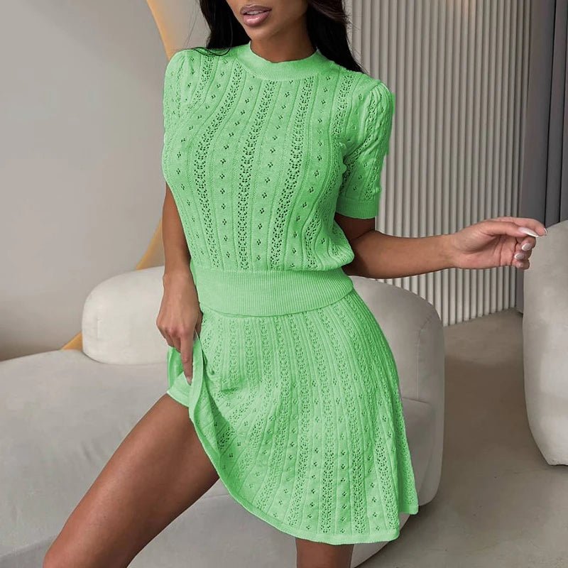 SOERA Everly Hollow Knit Two - Piece Set - Set -  Green XS