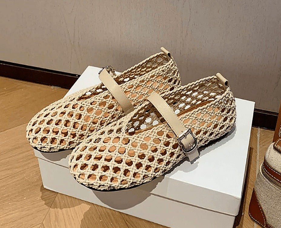 SOERA Bianca Woven Hollow Flat Sandals - Shoes - SOERA-321475-BEI-35-00323 Beige 35
