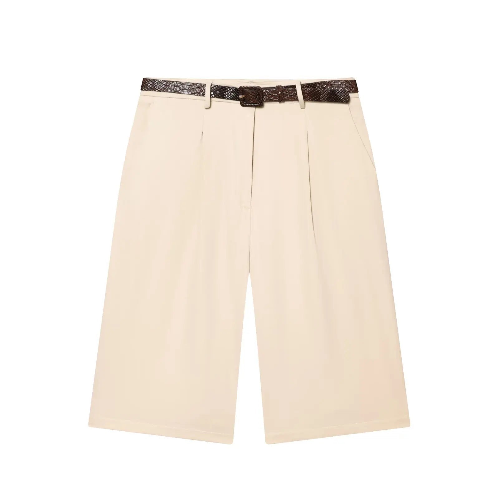 SOERA Florentine High Waist Bermuda Shorts with Belt - Shorts -  Brown XS