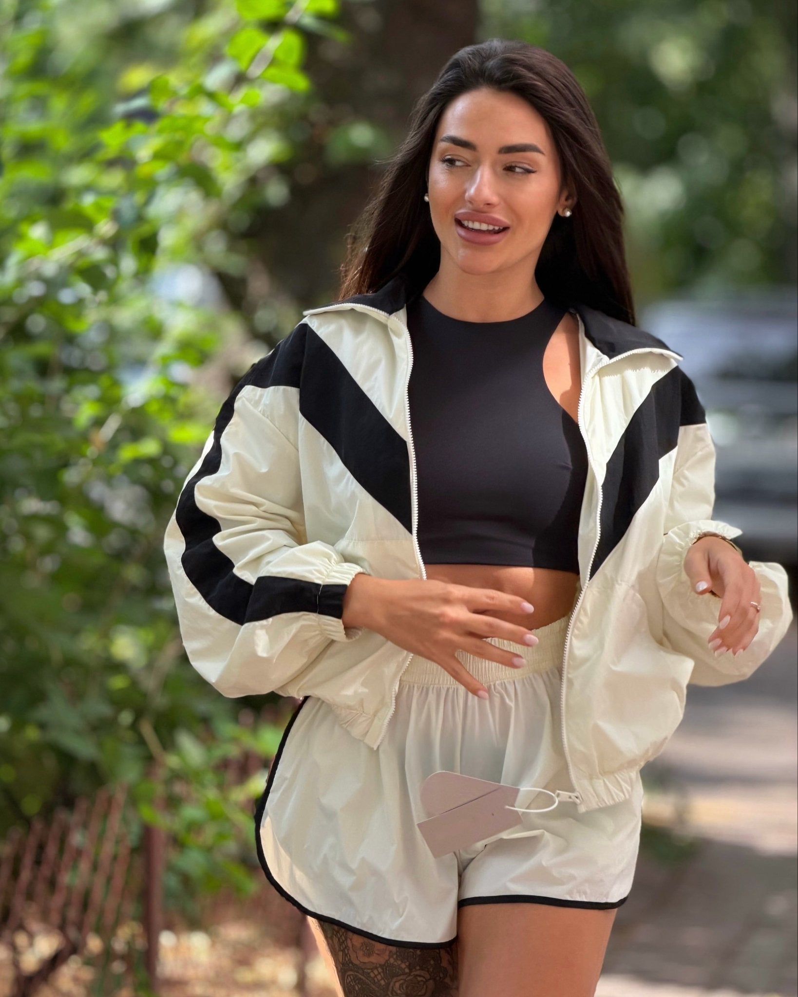 SOERA Aisiuka Chevron Windbreaker Shorts Set - Shorts Set - SOERA-142915-S-JACKET-89731 Jacket S