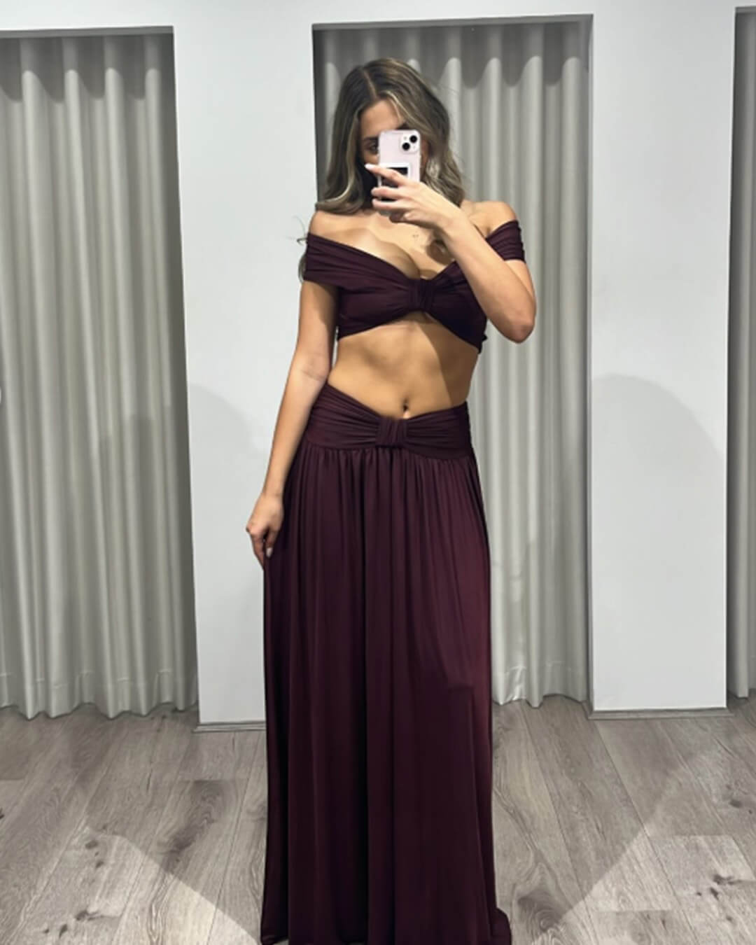 SOERA Mila High-Waist Draped Two-Piece Set - Skirt Set - SOERA-665091-PUR-L-51875 Purple L