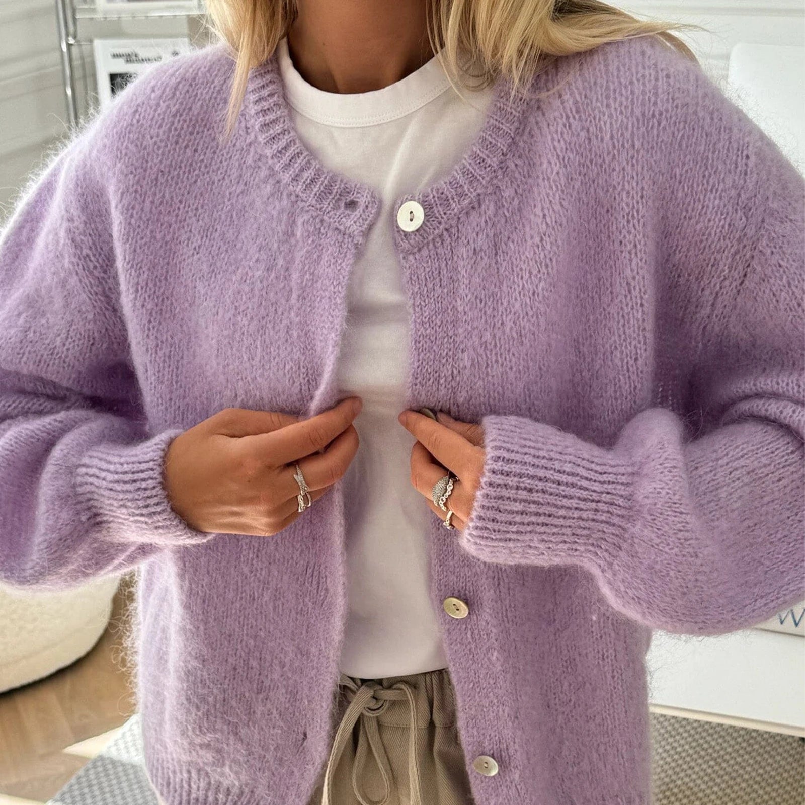 SOERA Freya Fuzzy Knit Cardigan - Sweaters & Cardigans -  Yellow S