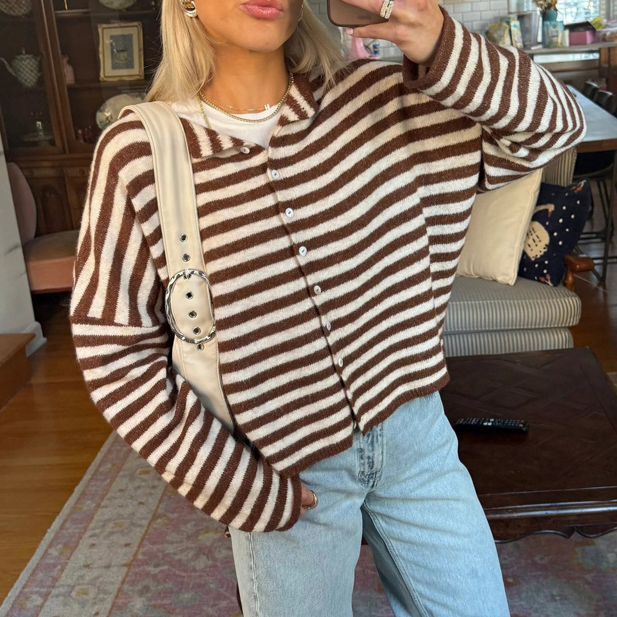 Sofia triibitud cardigan