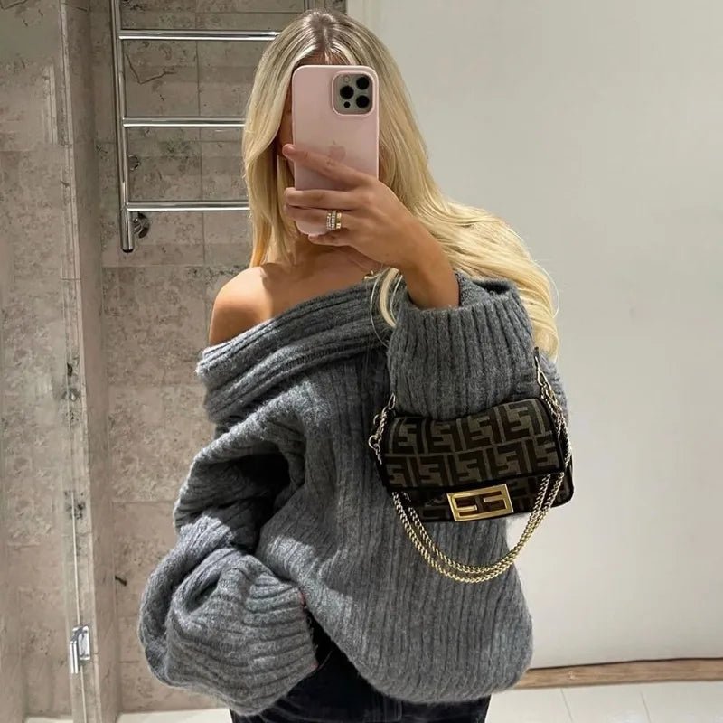 SOERA Maya Off - Shoulder Knit Sweater - Sweaters - zp1762772375814127723 Chocolate One Size
