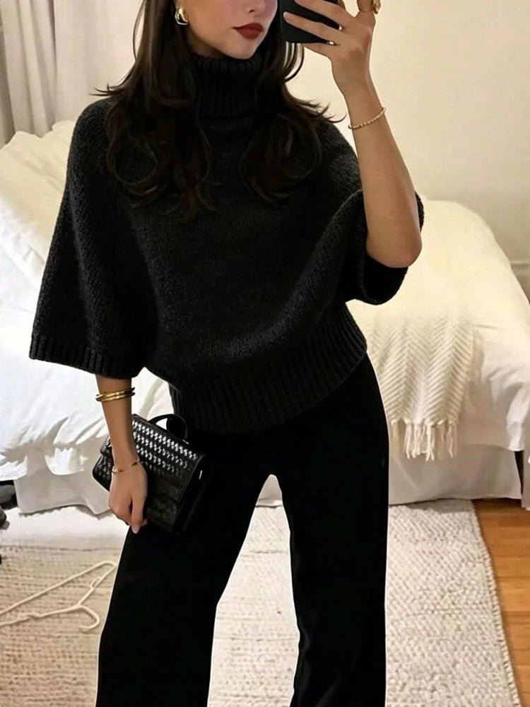SOERA Olivia Ribbed Knit High Neck Sweater - Sweaters - SOERA-314627-BLA-S-52195 Black S