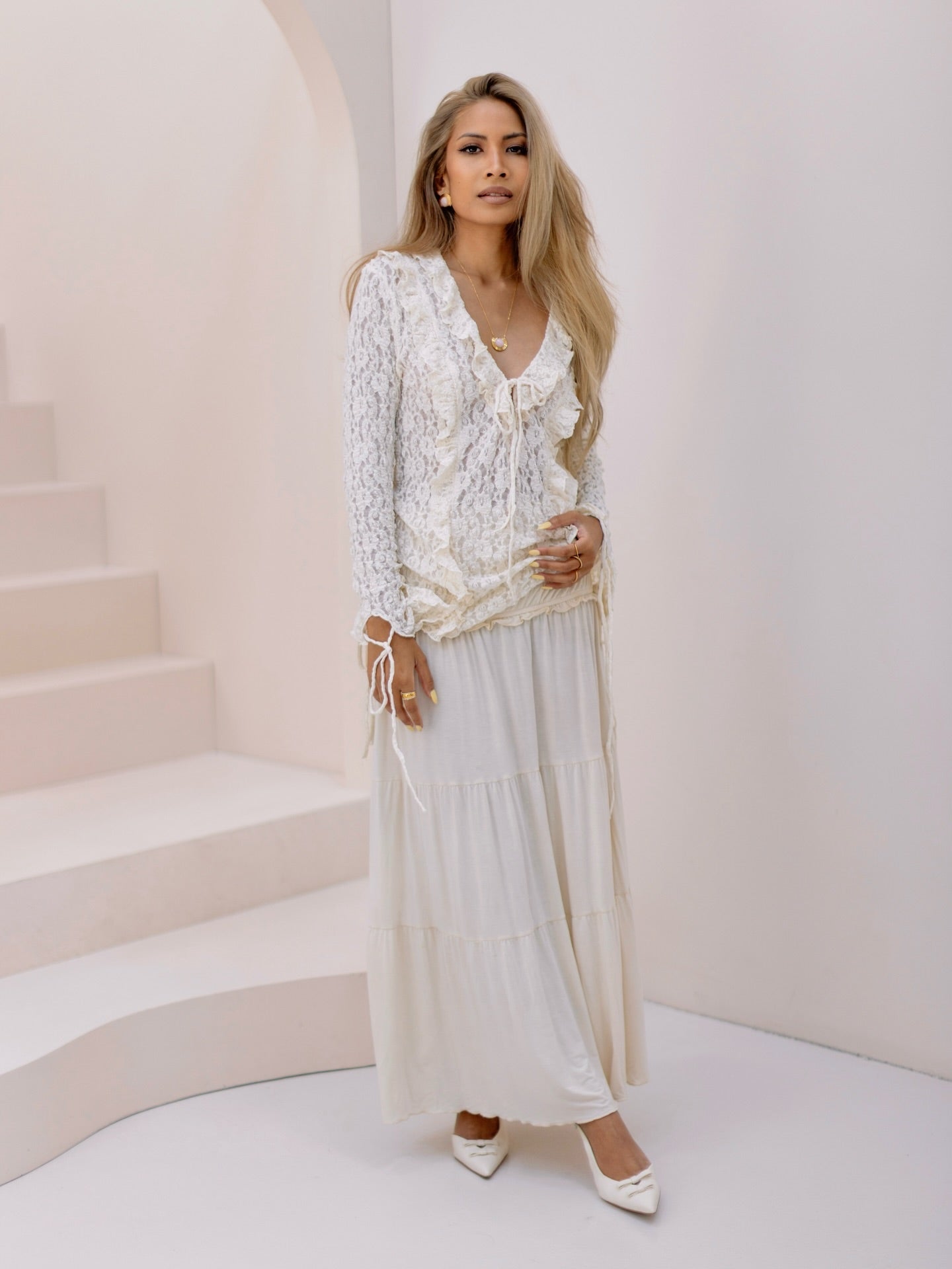 SOERA Mary Layered Lace Collar Top - Top - SOERA-443843-WHI-S-98243 White S