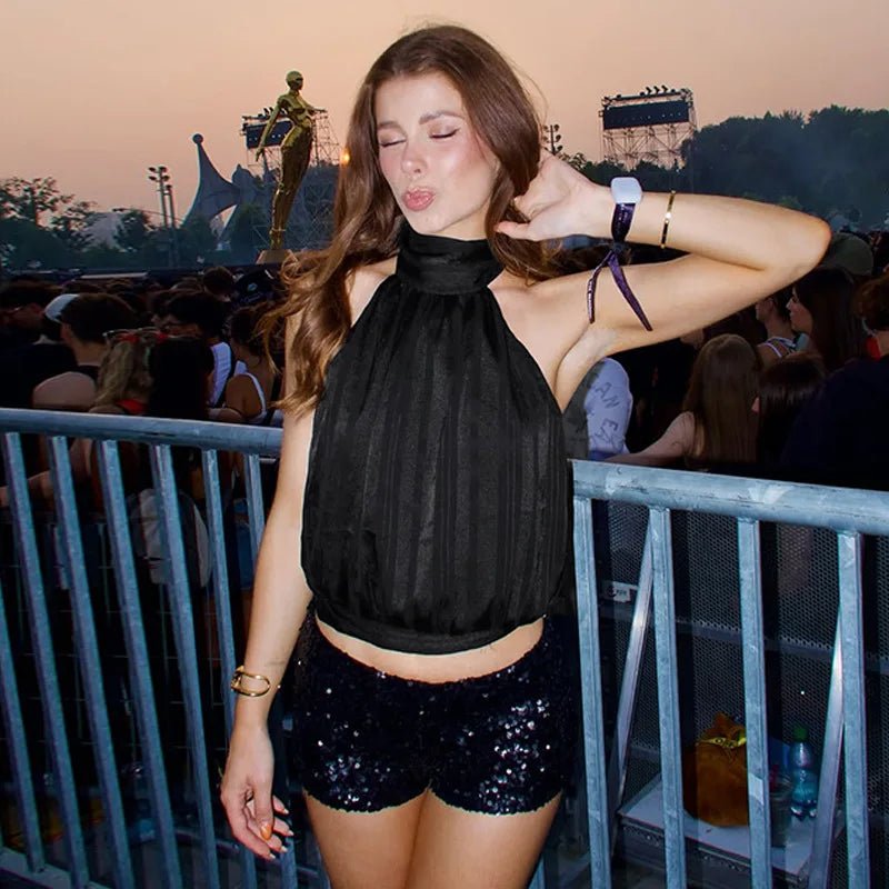 SOERA Sienna Lace - Up Backless Tank Top - Top -  Black S