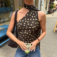 Brielle Polka Dot Halter Neck Blouse