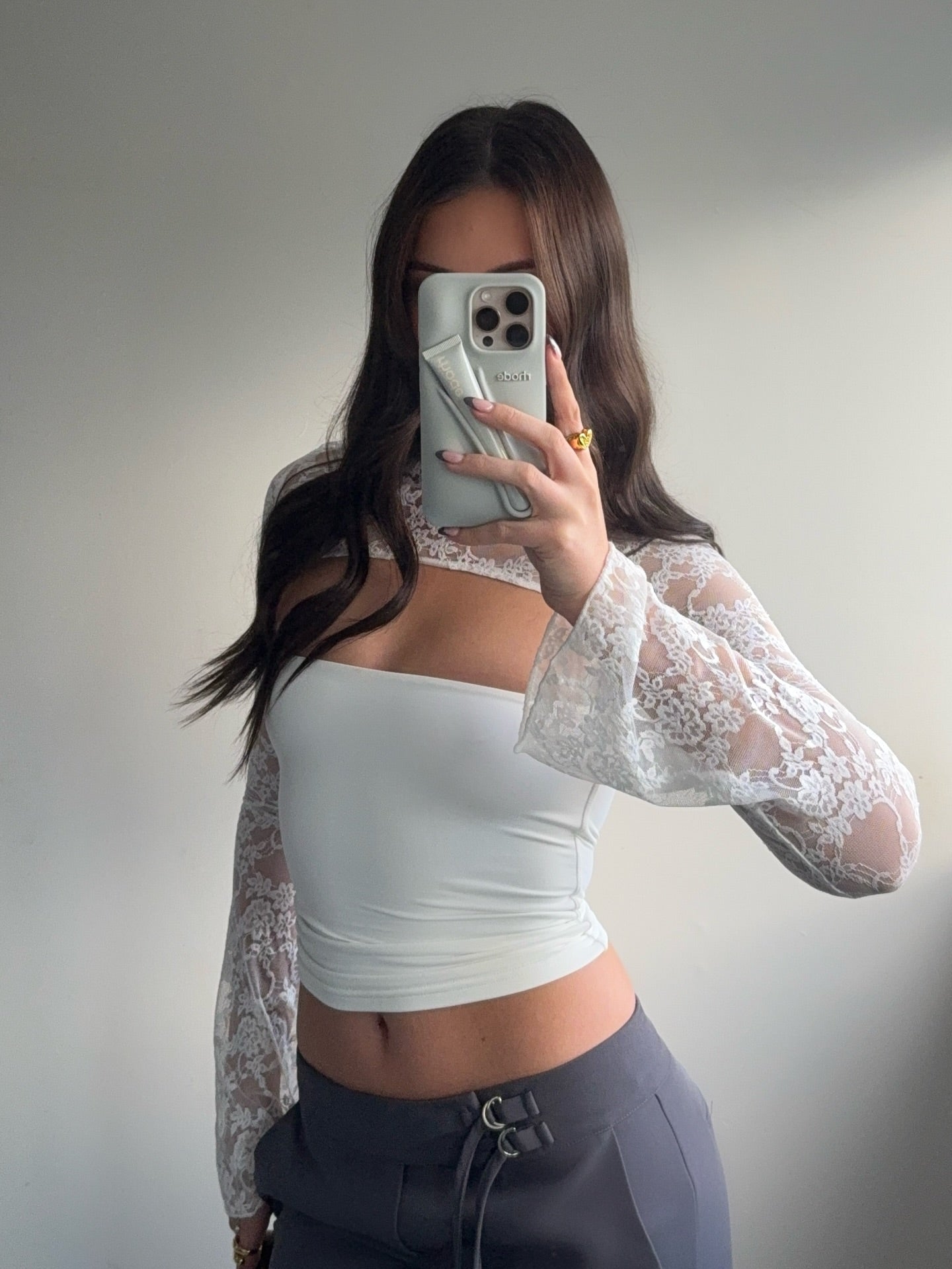 SOERA Sophia Lace Patchwork Long Sleeve Top - Tops -  White L