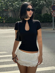 Blouse Ximena à Col Mandarin et Boutons Nœud